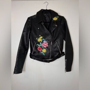 Embroidered Leather Jacket